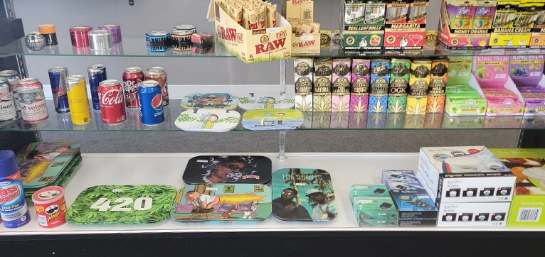 THC-the dispensary product display on the store